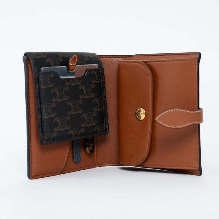 Celine Triomphe Monogram Canvas and Tan Calfskin Leather Travel Kit