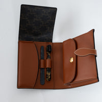 Celine Triomphe Monogram Canvas and Tan Calfskin Leather Travel Kit