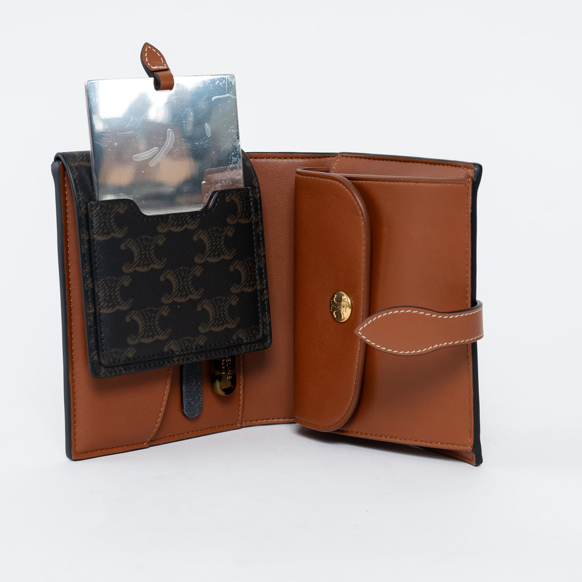 Celine Triomphe Monogram Canvas and Tan Calfskin Leather Travel Kit