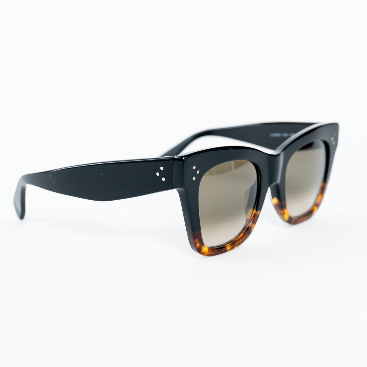 Celine Black and Tortoise Shell Ombre Sunglasses with Dot Detail