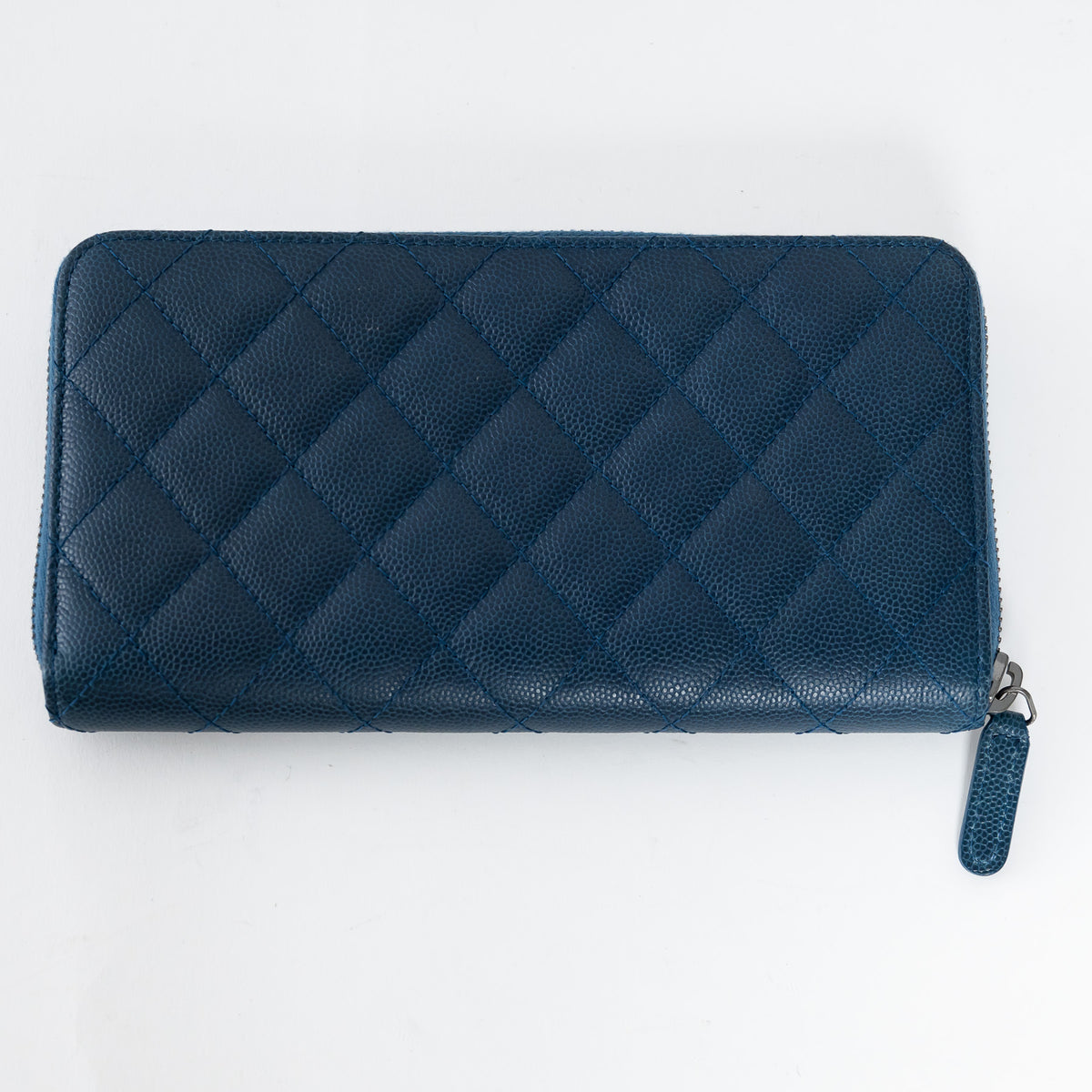 Pre-Loved Chanel™ Blue Caviar Leather Zip Around Continental Wallet