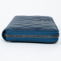 Pre-Loved Chanel™ Blue Caviar Leather Zip Around Continental Wallet