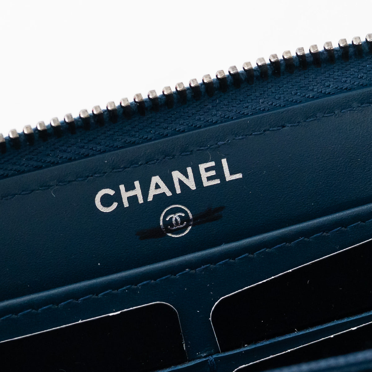 Pre-Loved Chanel™ Blue Caviar Leather Zip Around Continental Wallet