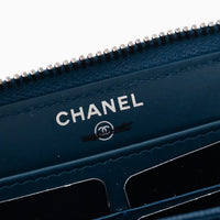 Pre-Loved Chanel™ Blue Caviar Leather Zip Around Continental Wallet