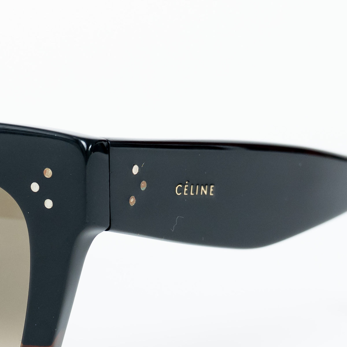 Celine Black and Tortoise Shell Ombre Sunglasses with Dot Detail
