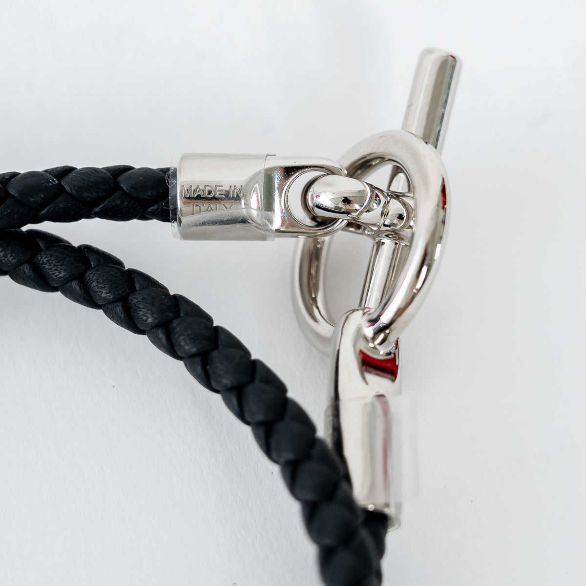 Hermès Black Braided Swift Calfskin Leather Glenan Double Tour Bracelet