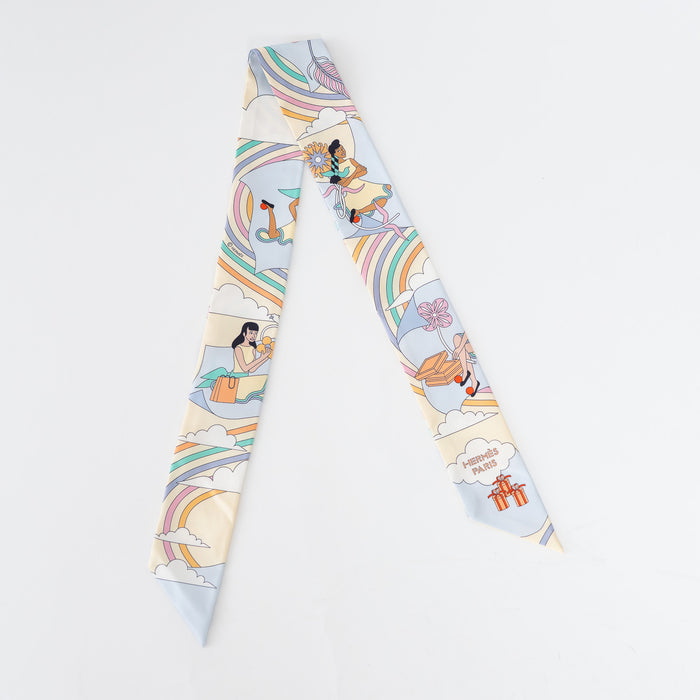 Hermes Multicolour Pastel Silk Carres Volants Twilly