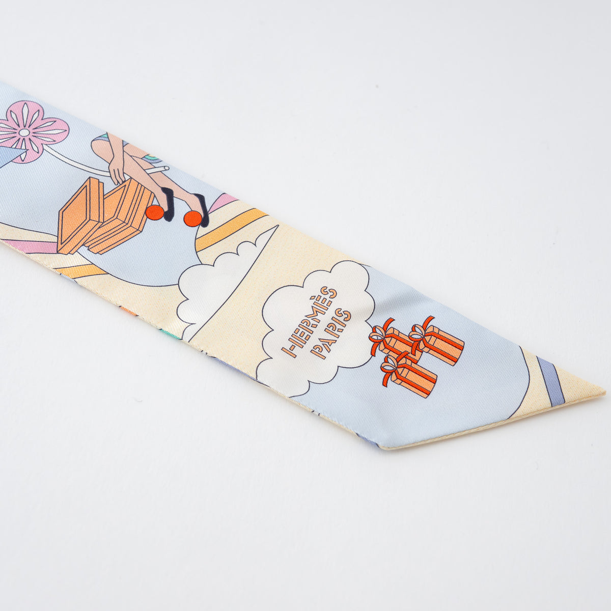 Hermes Multicolour Pastel Silk Carres Volants Twilly