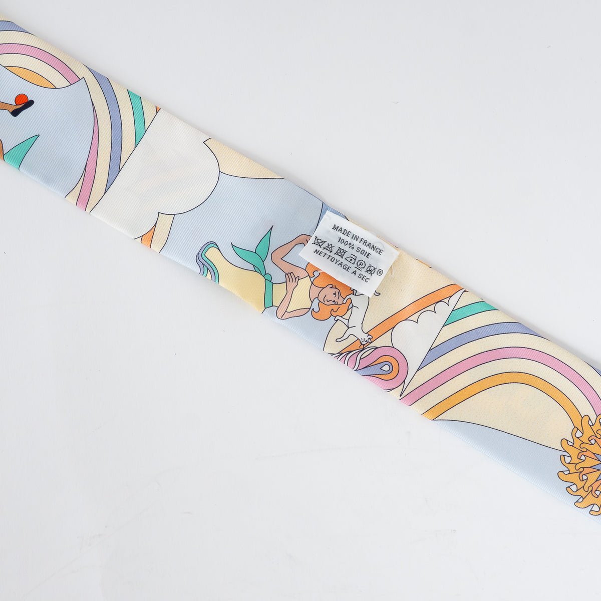 Hermes Multicolour Pastel Silk Carres Volants Twilly