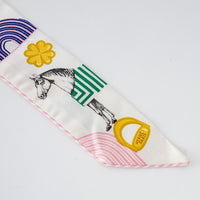 Hermes White Multicolour Silk Garde-Robe Pop Twilly