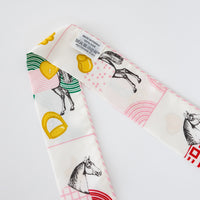 Hermes White Multicolour Silk Garde-Robe Pop Twilly