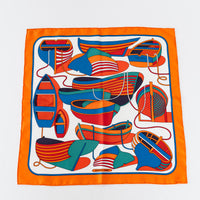 Hermes Orange/Blue Multicolour Silk Thalassa Scarf