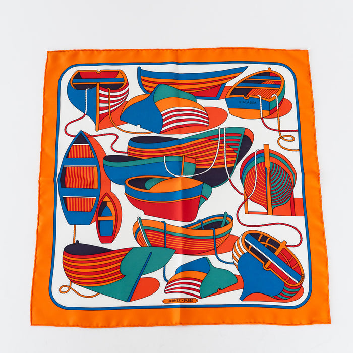 Hermes Orange/Blue Multicolour Silk Thalassa Scarf