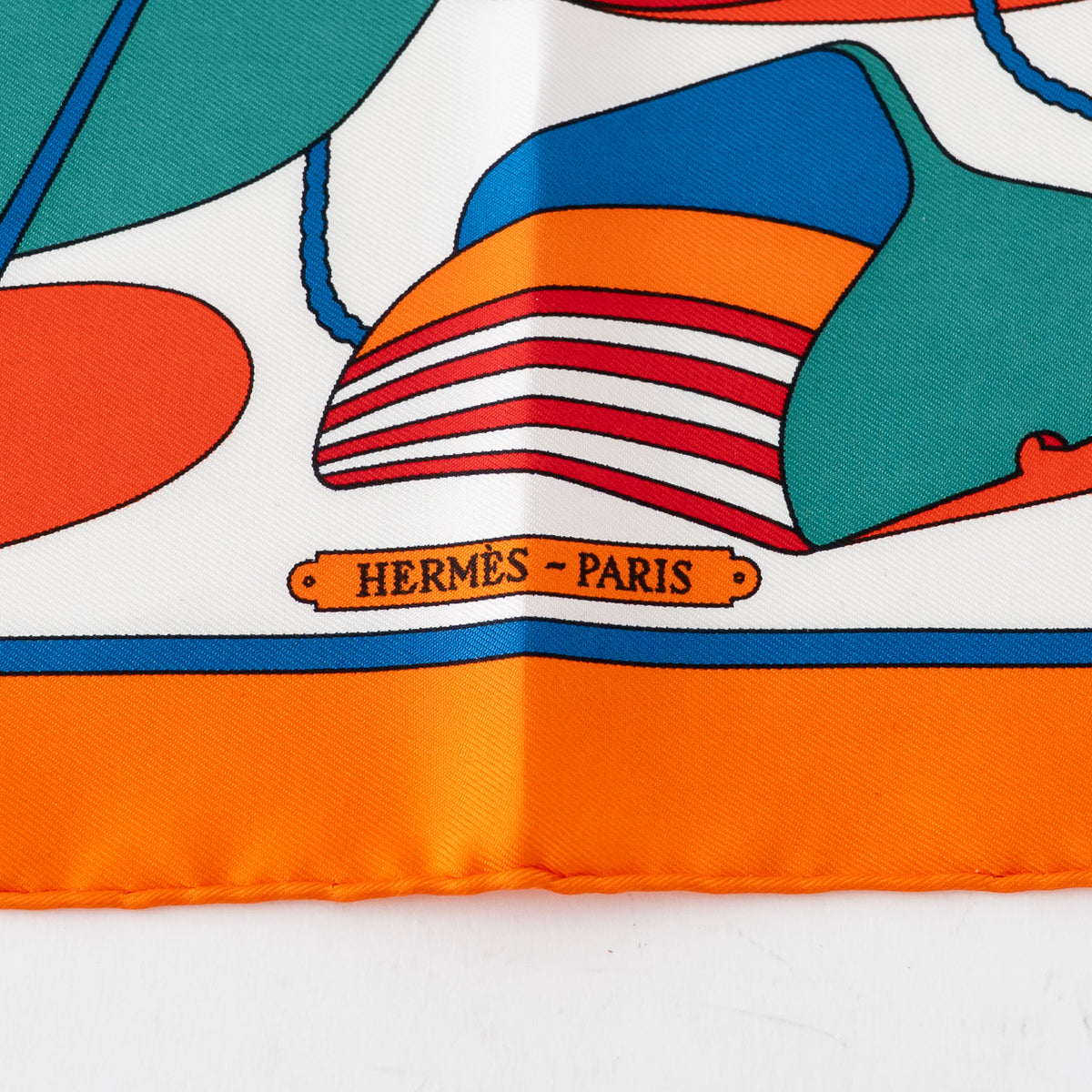 Hermes Orange/Blue Multicolour Silk Thalassa Scarf