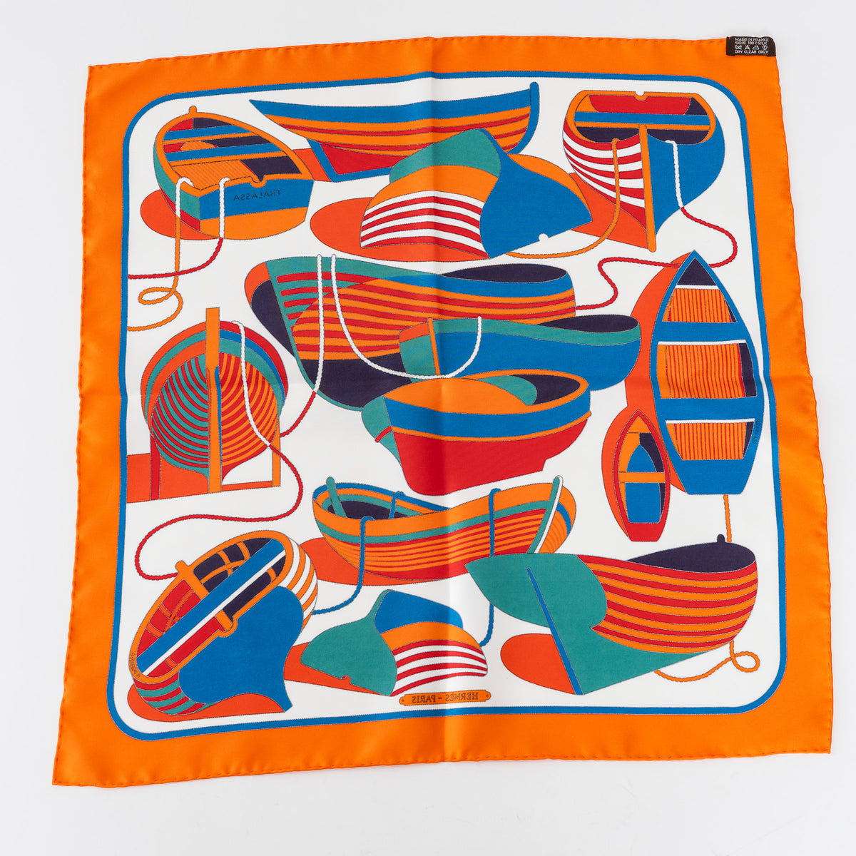 Hermes Orange/Blue Multicolour Silk Thalassa Scarf