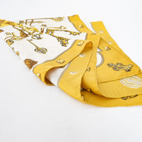 Hermes White/Gold Silk Print Les Cles Scarf