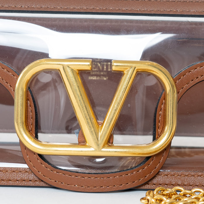 Valentino PVC and Brown Calf Leather East West Large Loco Shoulder Bag