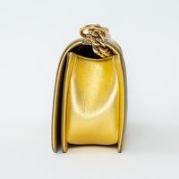 Pre-Loved Chanel™ Gold Patent Leather Medium Boy Bag