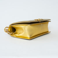 Pre-Loved Chanel™ Gold Patent Leather Medium Boy Bag