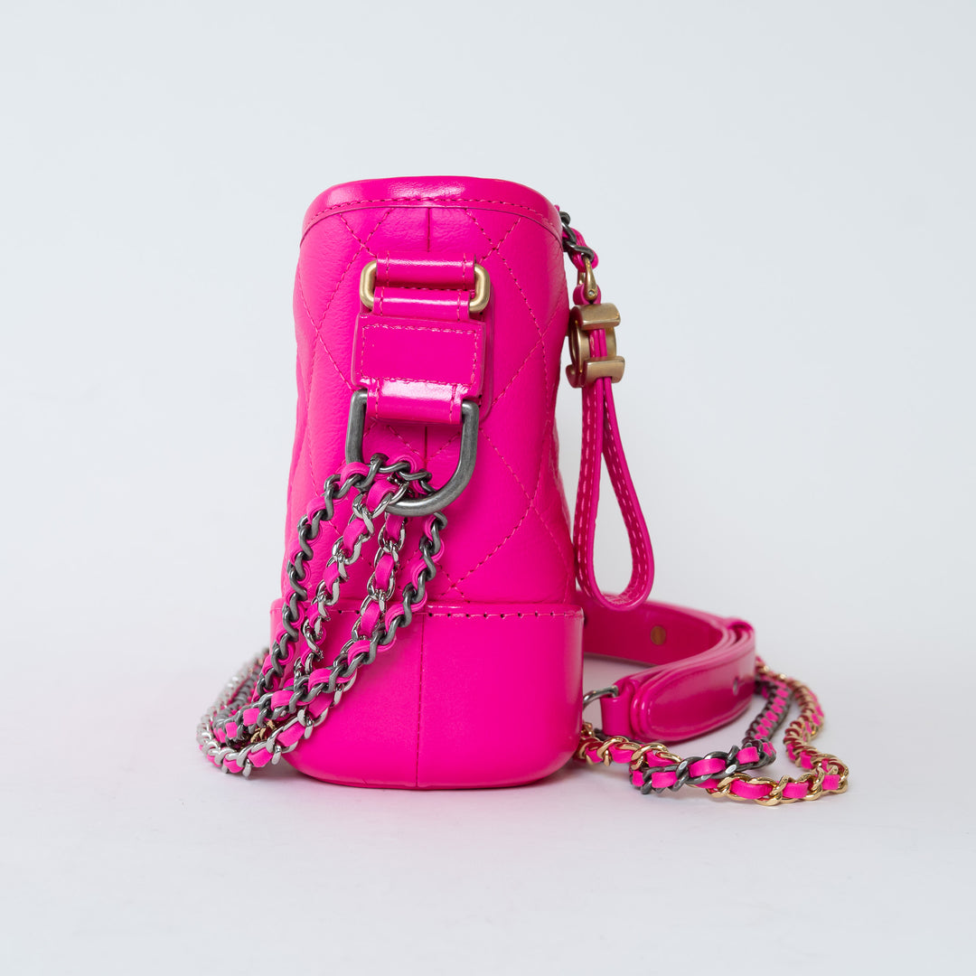 Pre-Loved Chanel™ Neon Pink Calfskin Leather Small Gabrielle Bag