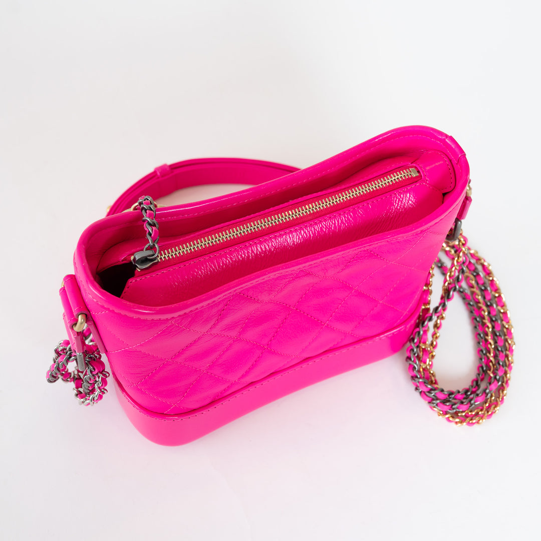 Pre-Loved Chanel™ Neon Pink Calfskin Leather Small Gabrielle Bag