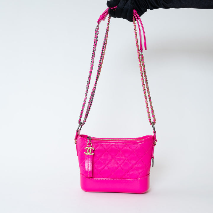 Pre-Loved Chanel™ Neon Pink Calfskin Leather Small Gabrielle Bag