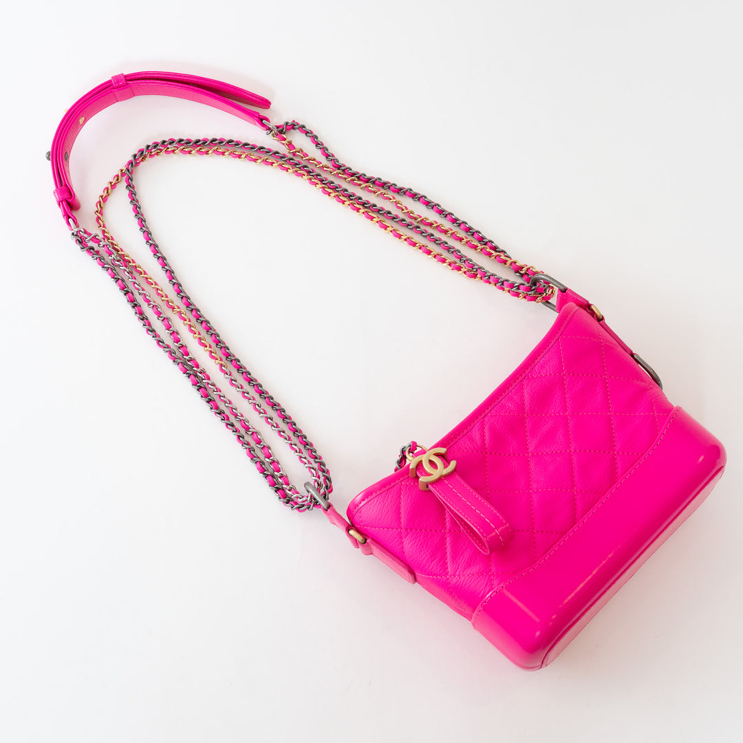Pre-Loved Chanel™ Neon Pink Calfskin Leather Small Gabrielle Bag