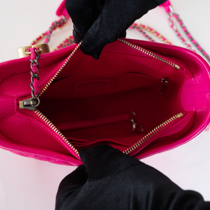 Pre-Loved Chanel™ Neon Pink Calfskin Leather Small Gabrielle Bag