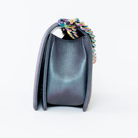 Pre-Loved Chanel™ Grey Iridescent Callfskin Leather Medium Boy Bag