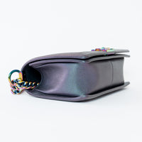 Pre-Loved Chanel™ Grey Iridescent Callfskin Leather Medium Boy Bag