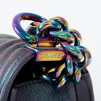 Pre-Loved Chanel™ Grey Iridescent Callfskin Leather Medium Boy Bag