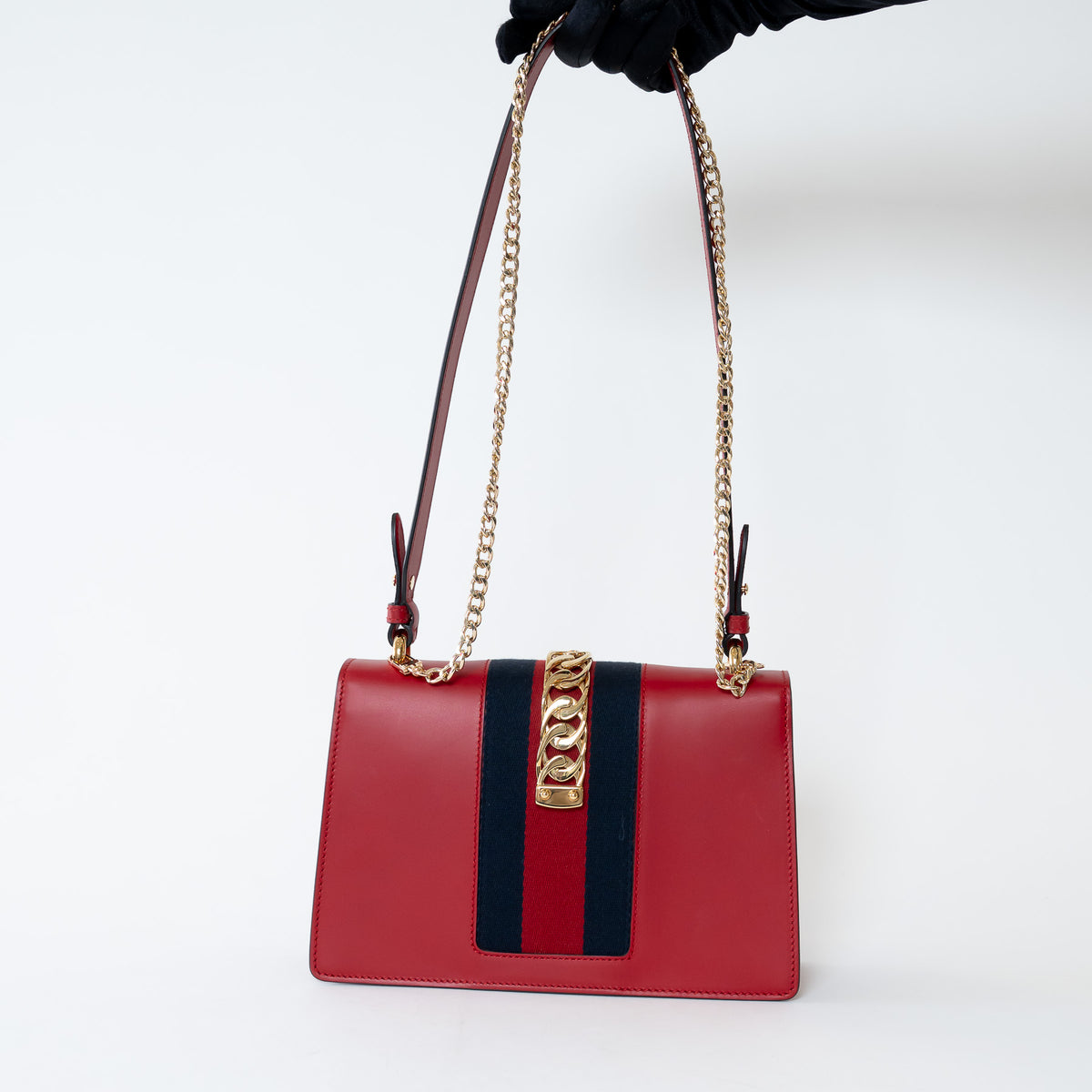 Gucci Red Smooth Calfskin Leather Medium Sylvie Bag