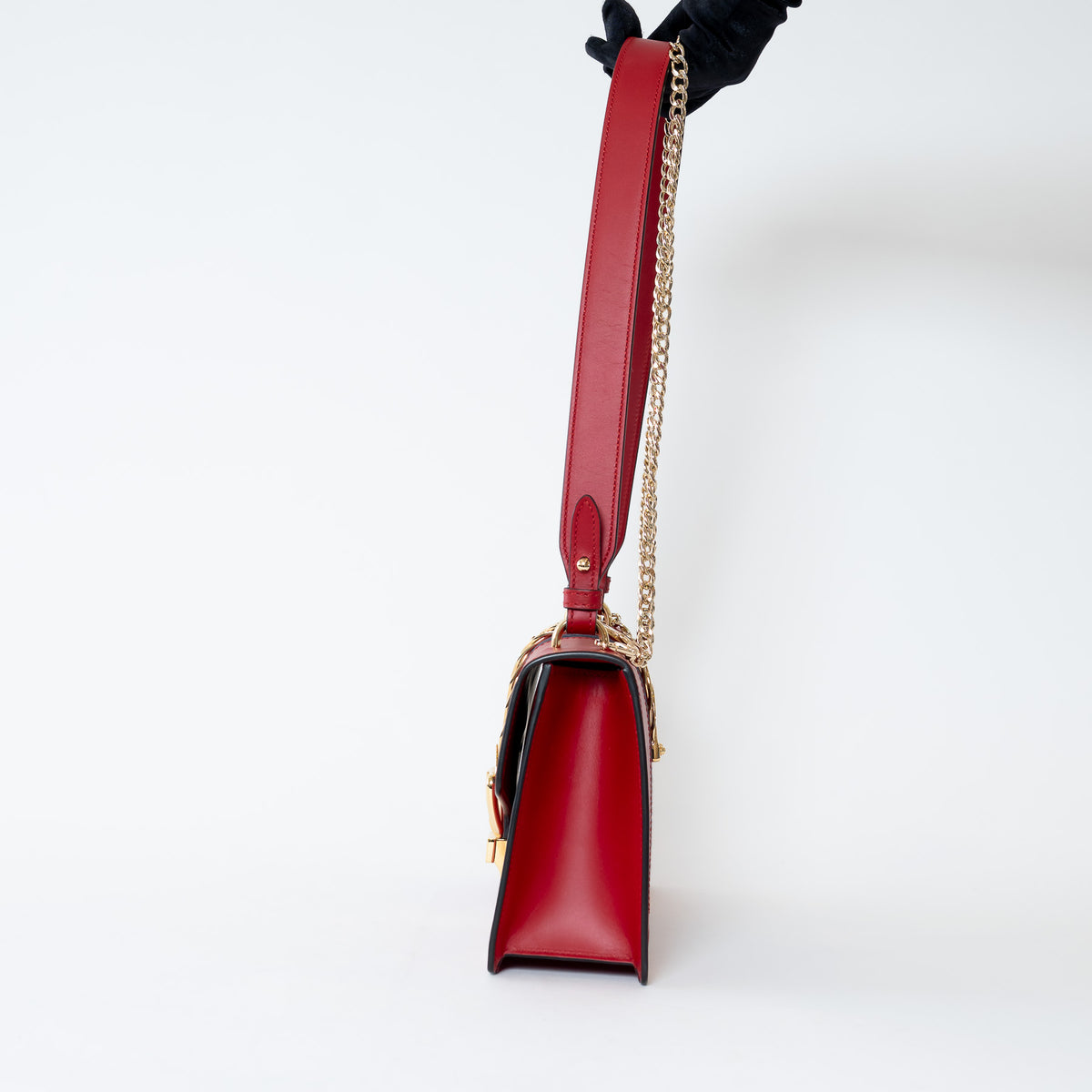 Gucci Red Smooth Calfskin Leather Medium Sylvie Bag