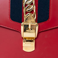 Gucci Red Smooth Calfskin Leather Medium Sylvie Bag