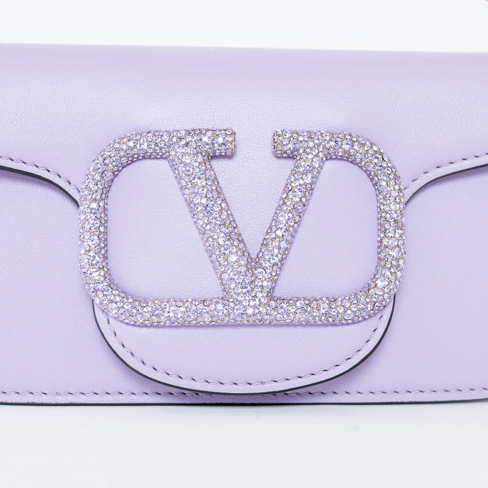 Valentino Lilac Smooth Calfskin Leather Small Loco Shoulder Bag