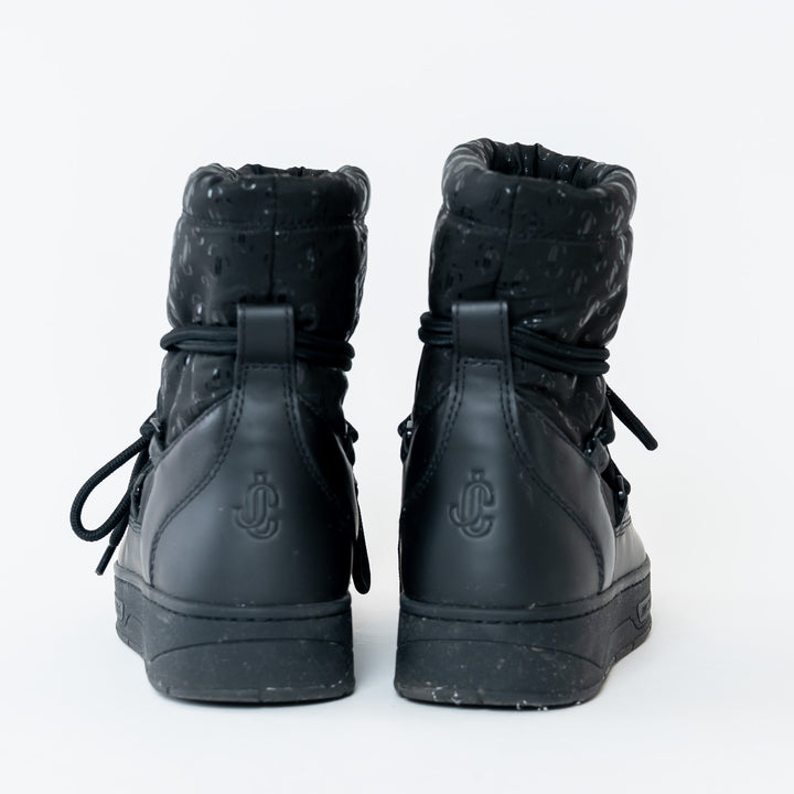 Jimmy Choo Black Leather and Quilted Nylon Wanaka Boots Size 38.5