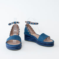 Valentino Blue Denim Rockstud Espadrilles Size 38