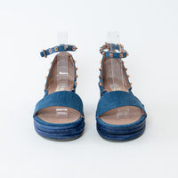 Valentino Blue Denim Rockstud Espadrilles Size 38