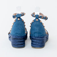 Valentino Blue Denim Rockstud Espadrilles Size 38