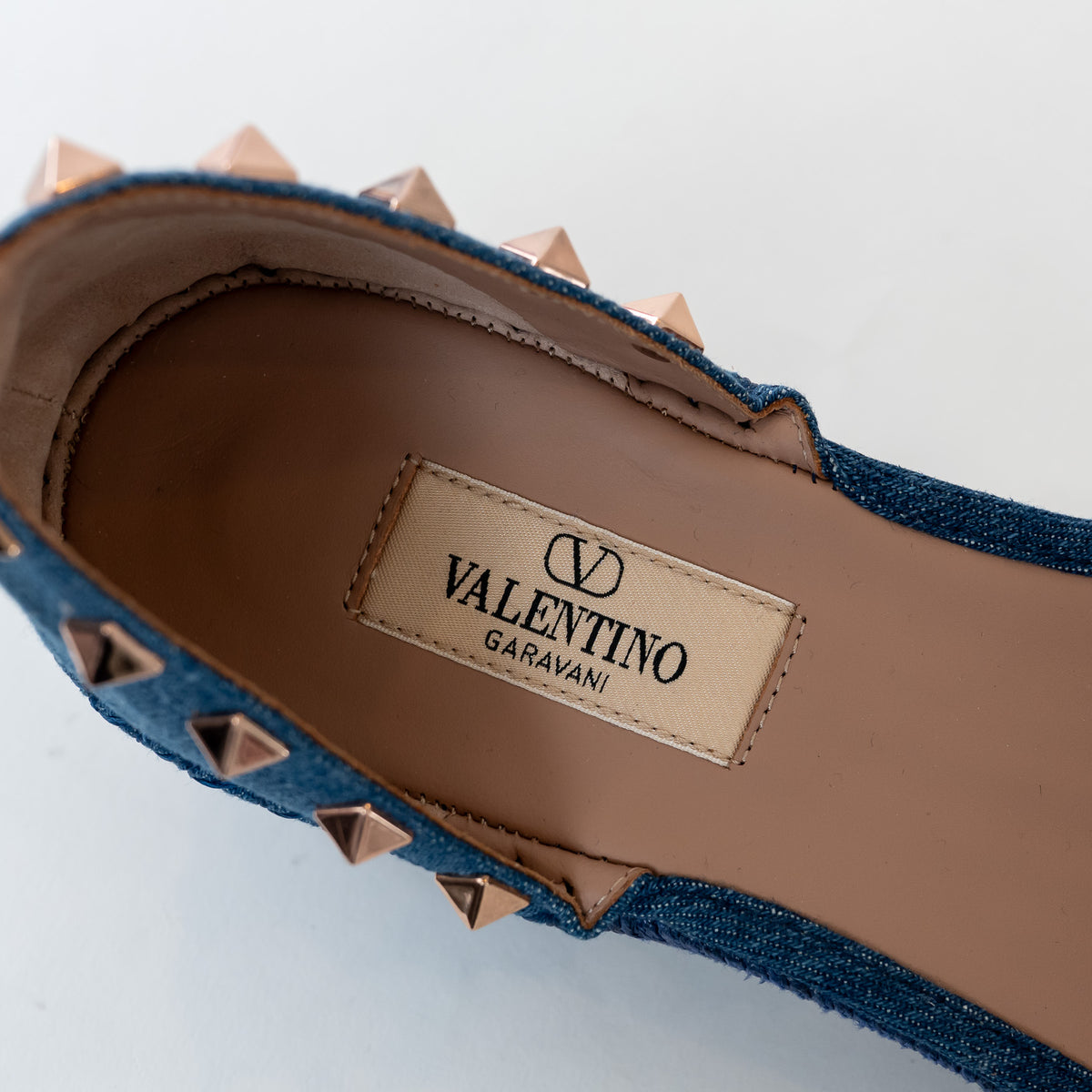 Valentino Blue Denim Rockstud Espadrilles Size 38