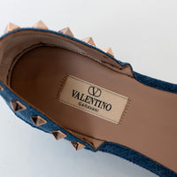 Valentino Blue Denim Rockstud Espadrilles Size 38