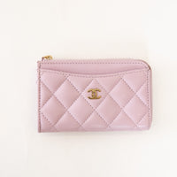 Pre-Loved Chanel™ Lilac Caviar Leather Zip Around Cardholder