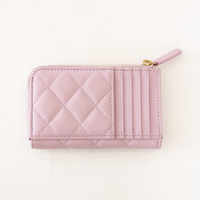 Pre-Loved Chanel™ Lilac Caviar Leather Zip Around Cardholder