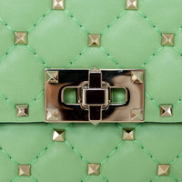 Valentino Ice Mint Nappa Leather Small Rockstud Spike Top Handle Bag