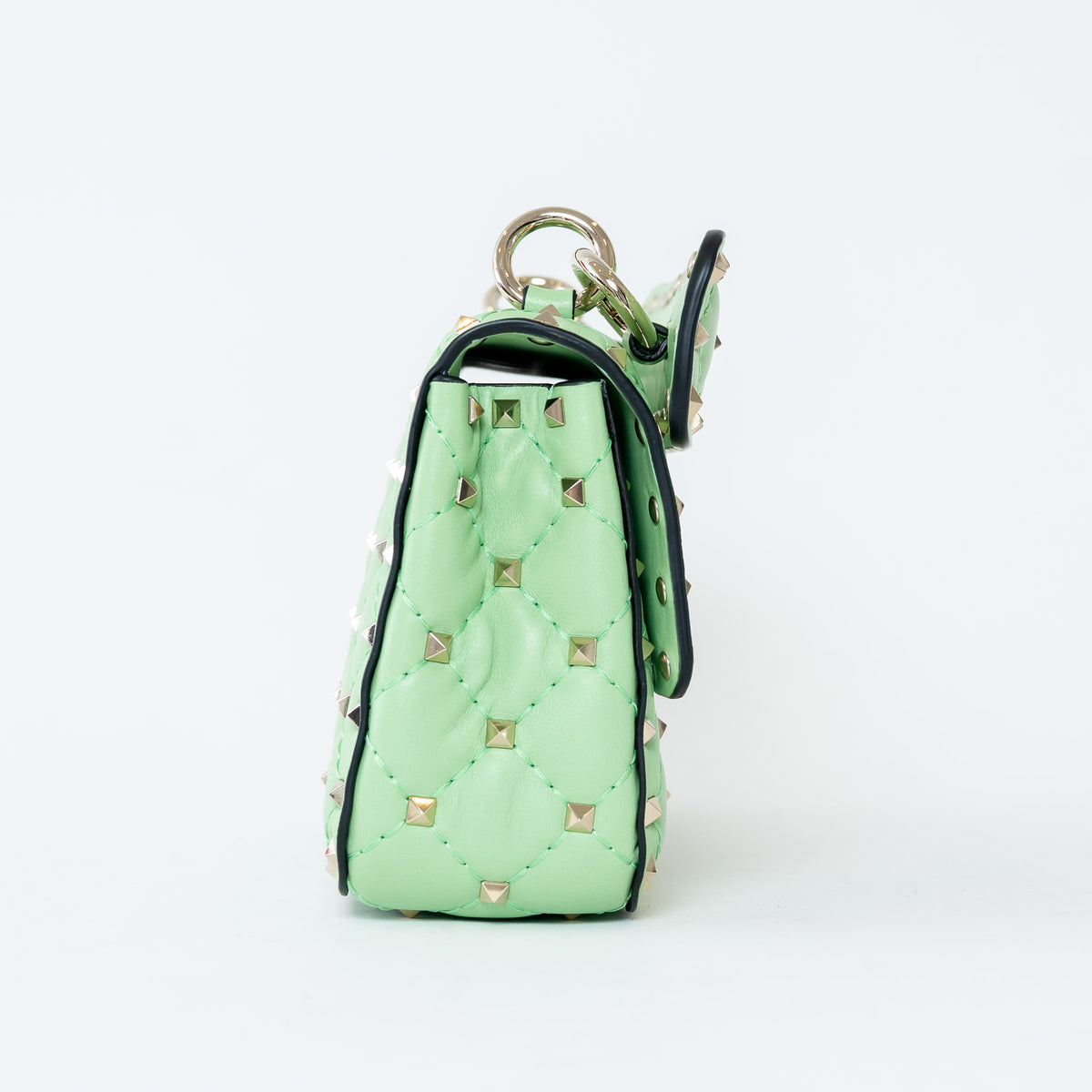 Valentino Ice Mint Nappa Leather Small Rockstud Spike Top Handle Bag