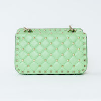 Valentino Ice Mint Nappa Leather Small Rockstud Spike Top Handle Bag