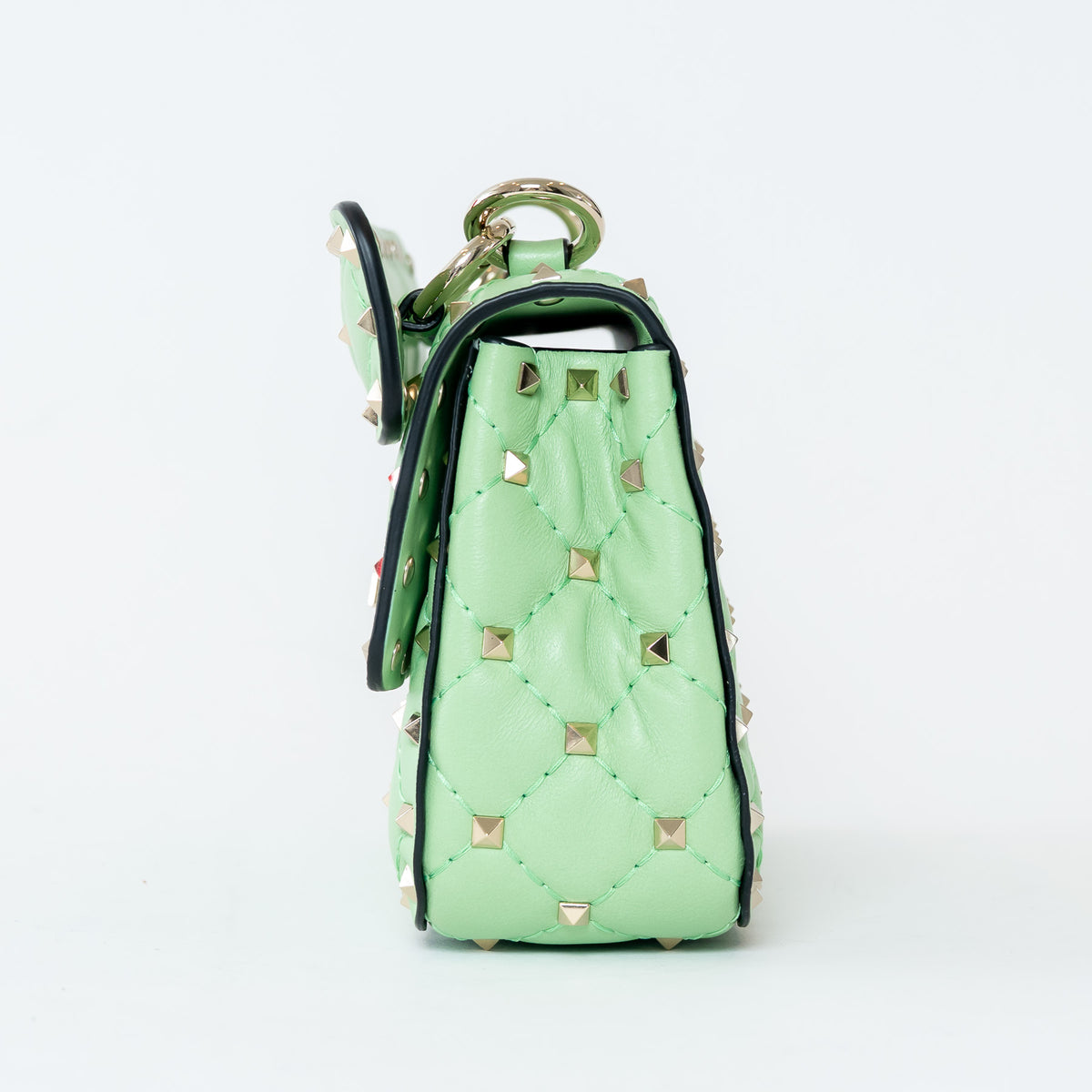 Valentino Ice Mint Nappa Leather Small Rockstud Spike Top Handle Bag