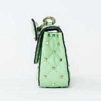 Valentino Ice Mint Nappa Leather Small Rockstud Spike Top Handle Bag