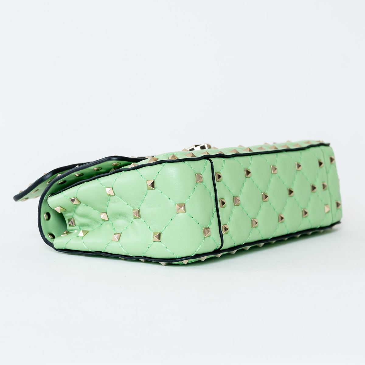 Valentino Ice Mint Nappa Leather Small Rockstud Spike Top Handle Bag