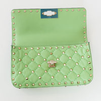 Valentino Ice Mint Nappa Leather Small Rockstud Spike Top Handle Bag